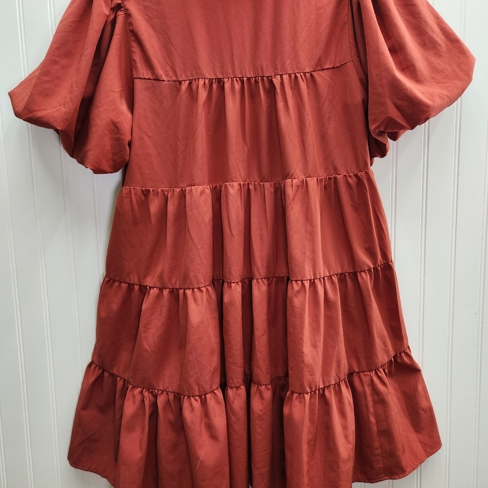 Entro Auburn Cottagecore Boho Puff Sleeve Botton Up Mini Dress Size M. - Picture 8 of 14